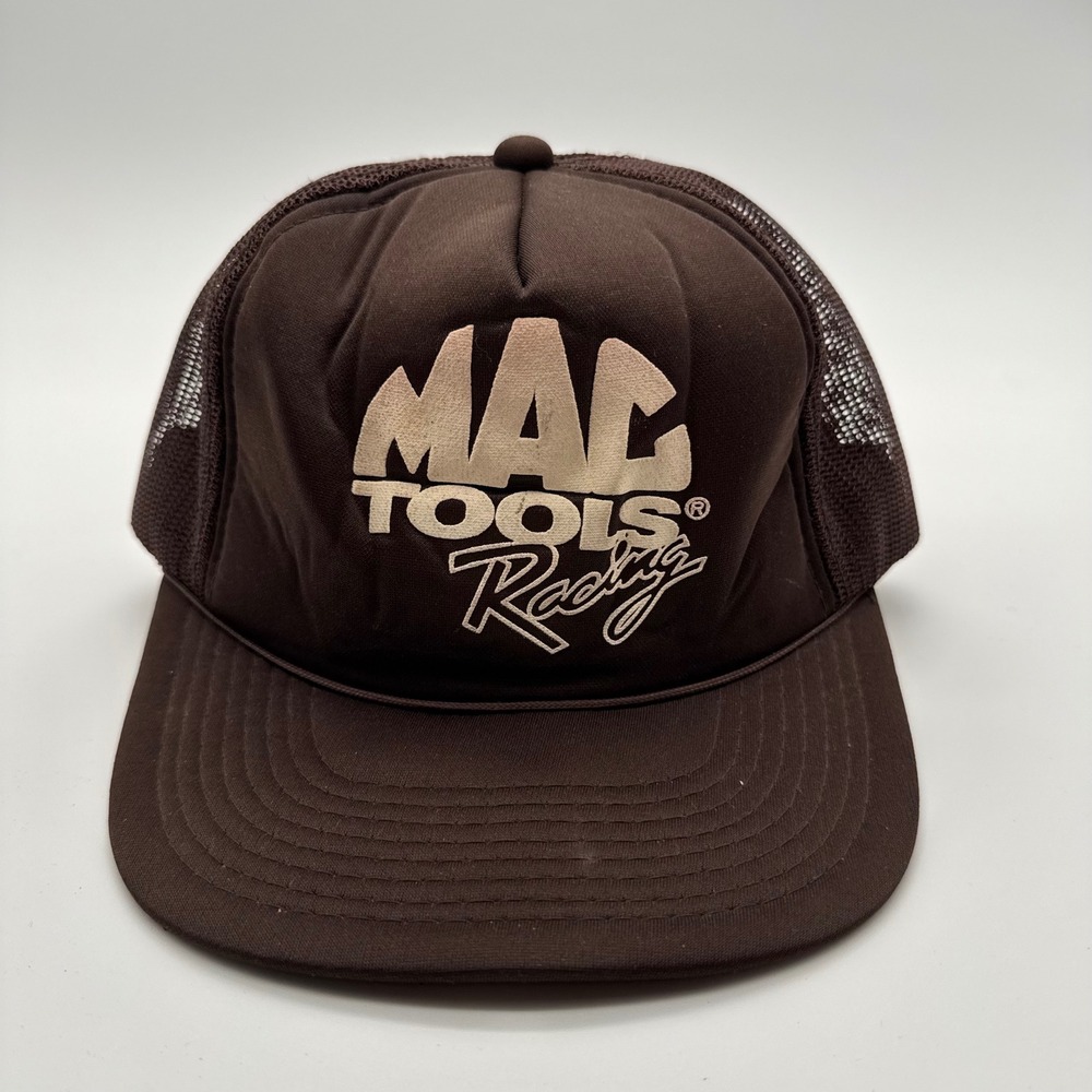 Mac Tools Racing Vintage Trucker Hat Brown Mesh Snapback Cap One Size